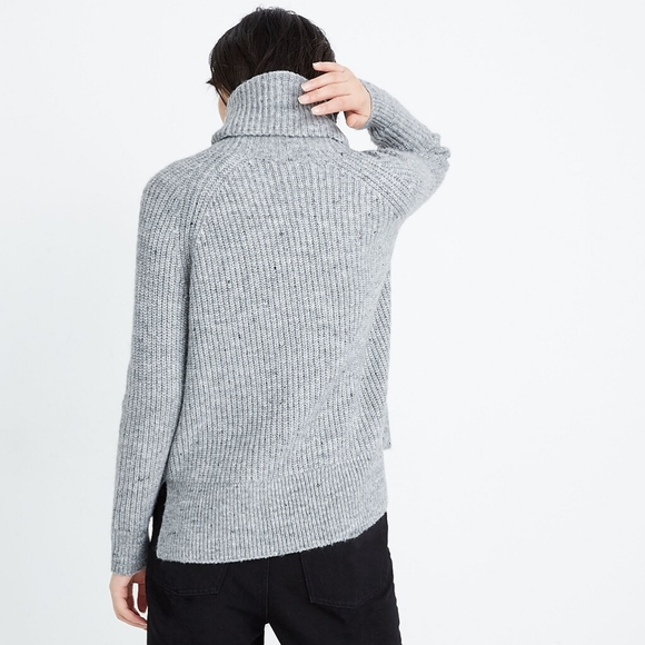 Madewell Donegal Mercer Wool Blend Turtleneck Sweater Grey Cozy Knit XS - Picture 3 of 10